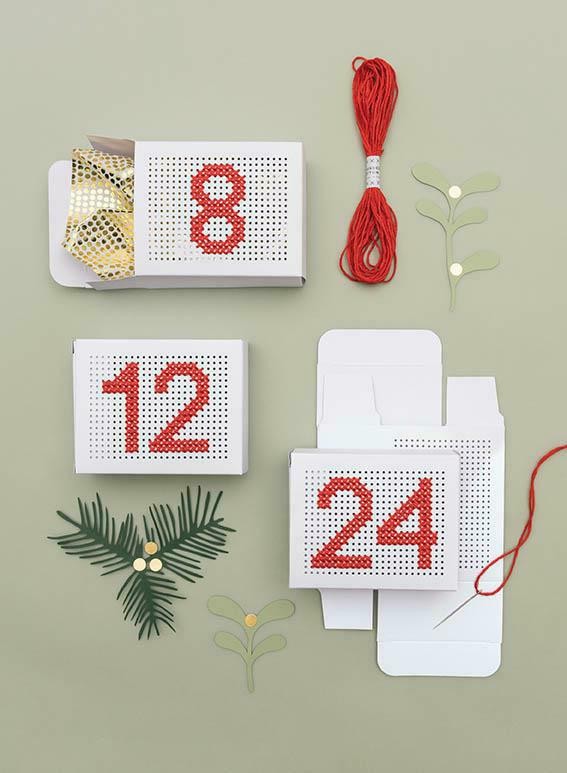 24 Rico Stitchable Advent Calendar Boxes - White