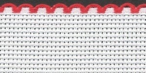 1.5in / 3cm White / Red Edged Aida Band - 1m