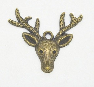 Stag Head Bronze Tone Charms 3 Pack