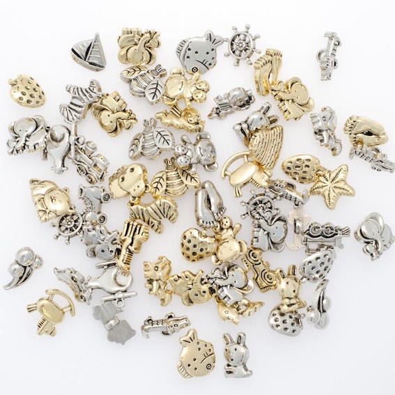 Novelty Craft Buttons/Charms available in Gold & Silver - 4 Pack