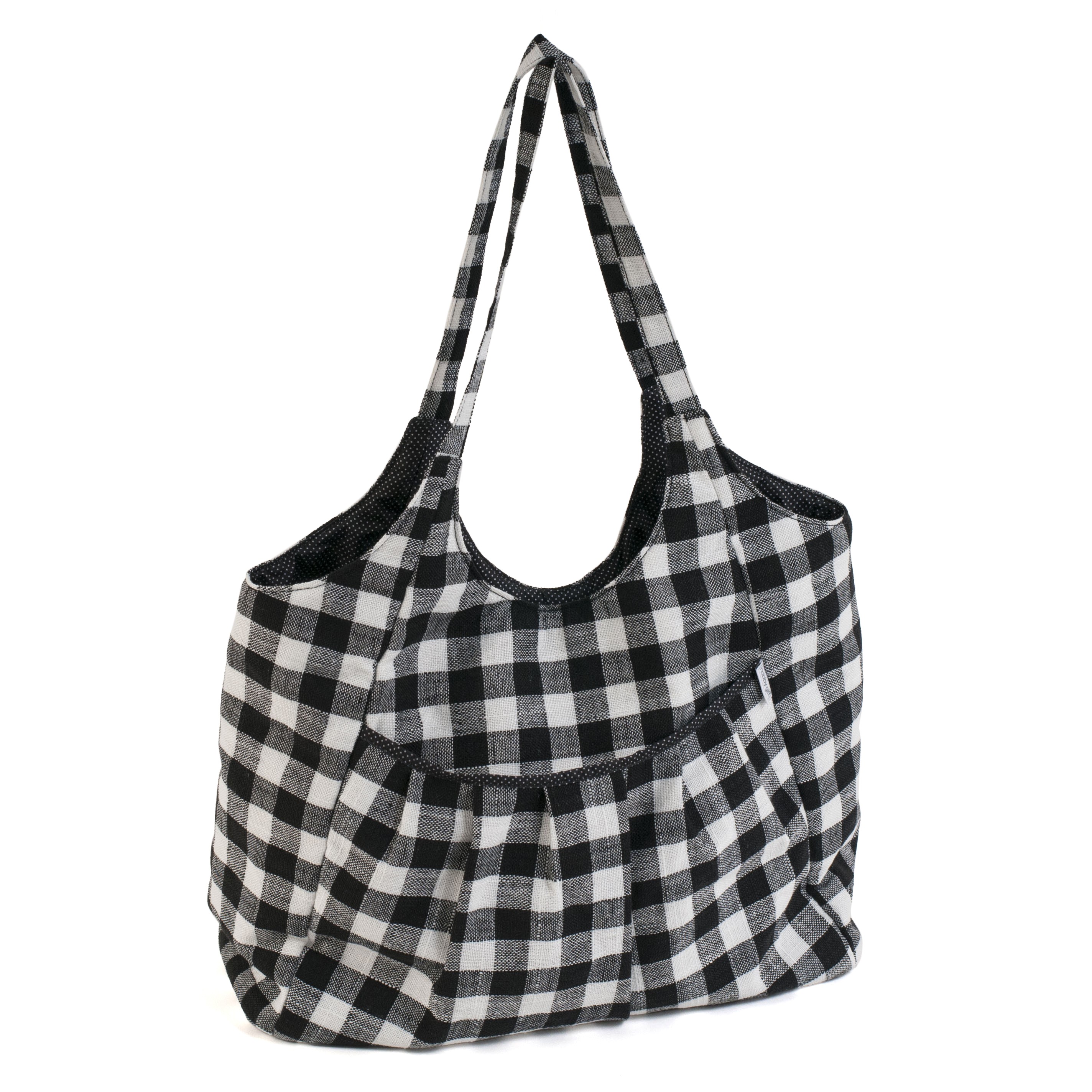 Craft Bag: Shoulder Tote: Monochrome Gingham - Free Matching Sewing Box with a tote bag purchase*