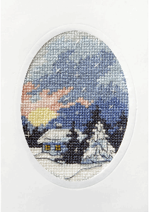 Orchidea Counted Cross Stitch Greetings Card Moonlit Cottage