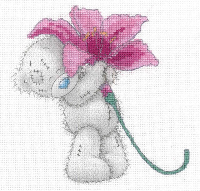 BL1142/72 - Me to You Tatty Teddy Pink Lily Printed Cross Stitch Kit