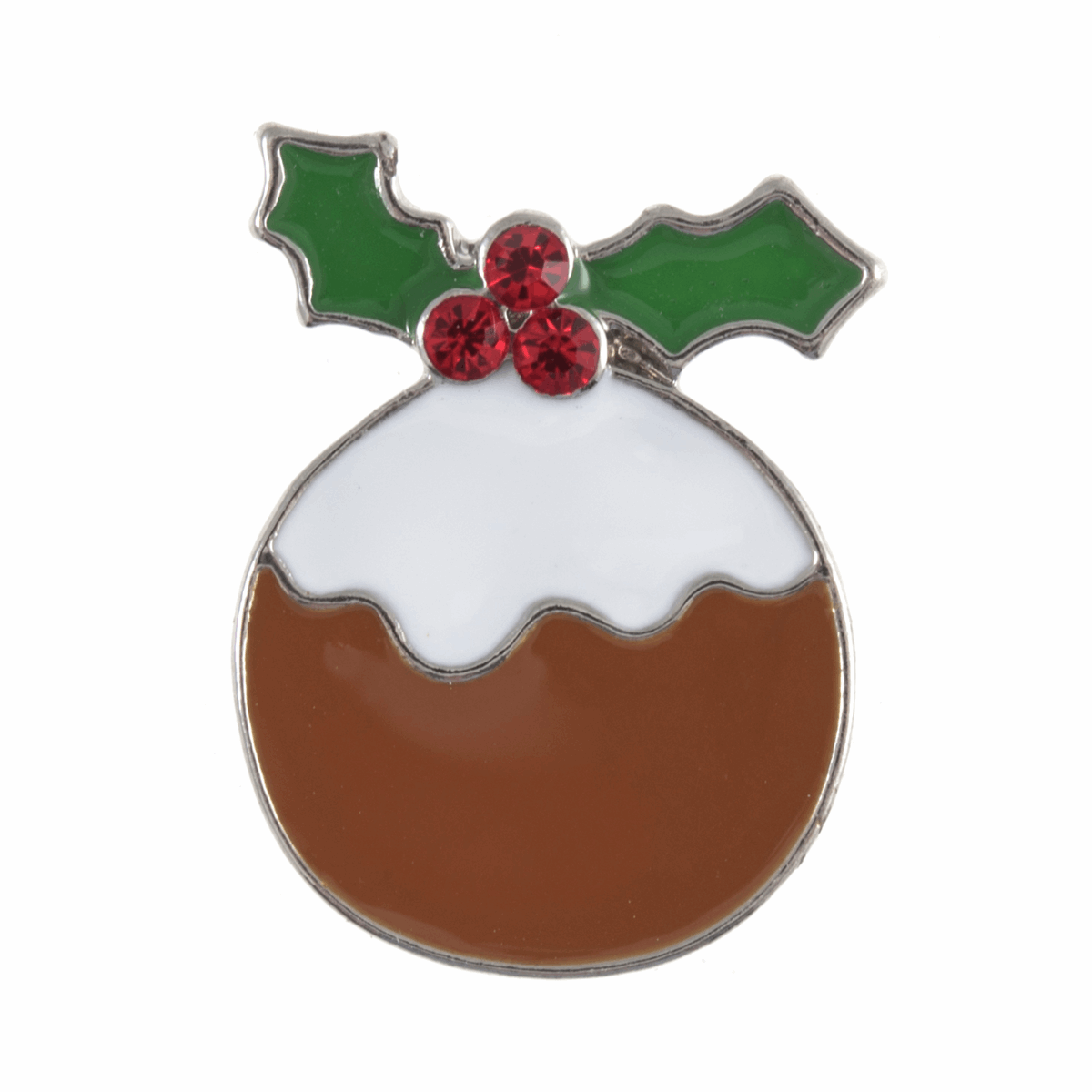 Diamante Christmas Pudding Button