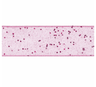Random Glitter wired edge sheer pink ribbon - 40mm 