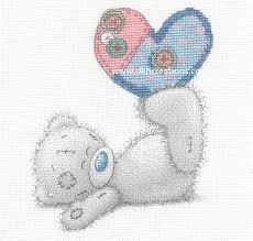 DMC BL1141/72 - Me to You Tatty Teddy Patchwork Heart Printed Cross Stitch Kit