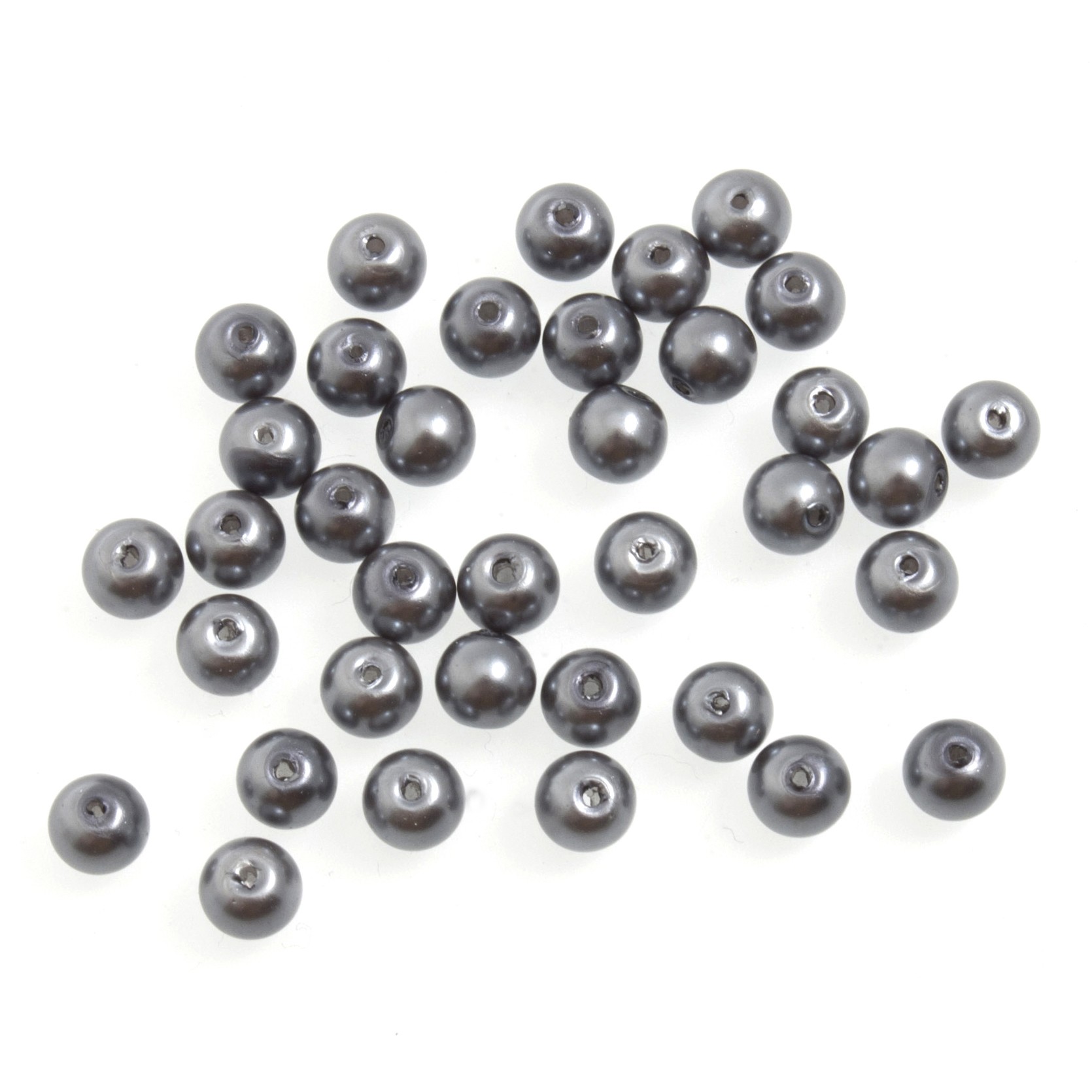 20cm x 6mm Glass Pearls: Grey 
