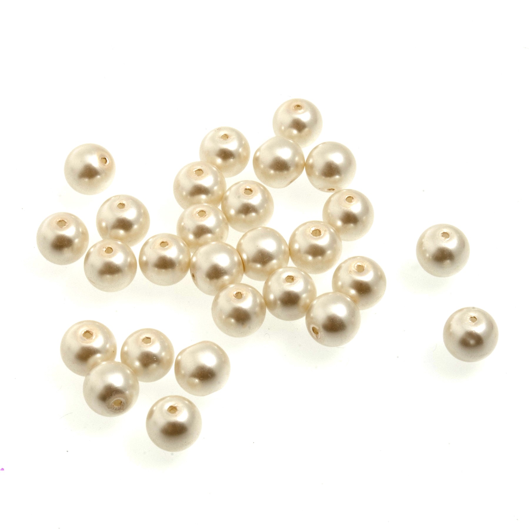 20cm x 8mm Glass Pearls: Cream