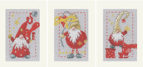 Vervaco Counted Cross Stitch Kit Christmas Gnomes Greeting Cards Set of 3 