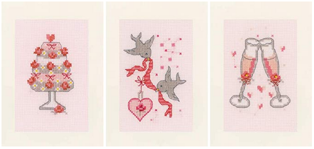 Vervaco Counted Cross Stitch Kit Wedding Greeting Cards Set of 3 
