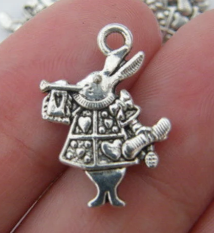 White Rabbit silver tone Charms - 3 Pack