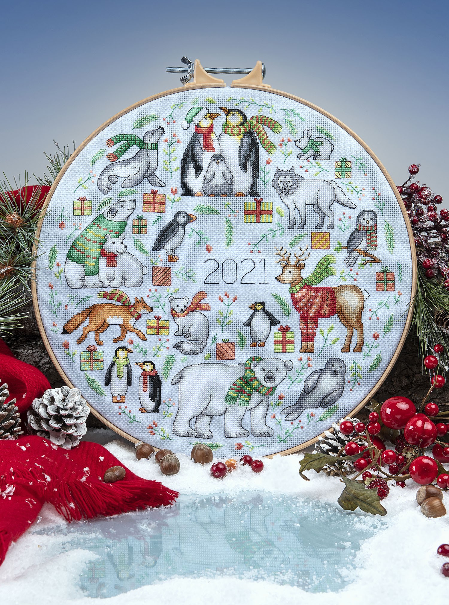 Cross Stitcher Project Pack - Pole to pole XST377 (with hoop)