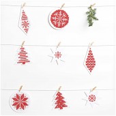 Rico 8 Embroidery Xmas Shaped Tags with Red Thread