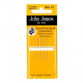 John James Short Bead Embroidery Needles - Size 12