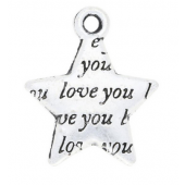 Love You Silver star charm - Pack of 3