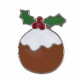 Diamante Christmas Pudding Button