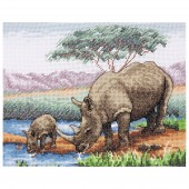 PCE966 - Counted Cross Stitch Kit: Essentials: Rhinos