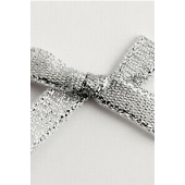 Silver Lame Metallic Ribbon Bows 6mm - Pack of 5