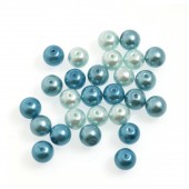 20cm x 8mm Glass Pearls: Blue Mix