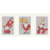 Vervaco Counted Cross Stitch Kit Christmas Gnomes Greeting Cards Set of 3 
