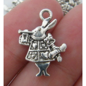 White Rabbit silver tone Charms - 3 Pack