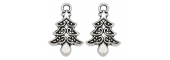 Christmas Tree - Antique Silver Tone - 3 Pack