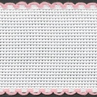 2in / 5cm White / Pink Edged Aida Band - 1m
