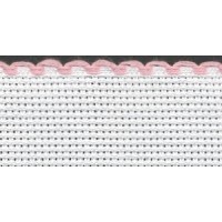 1in / 2.5cm White / Pink Edged Aida Band - 1m