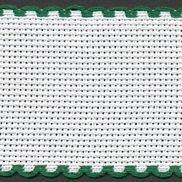 2in / 5cm White / Green Edged Aida Band - 1m