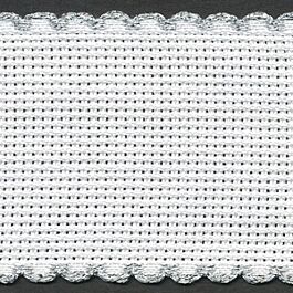 2in / 5cm White / Silver Edged Aida Band - 1m