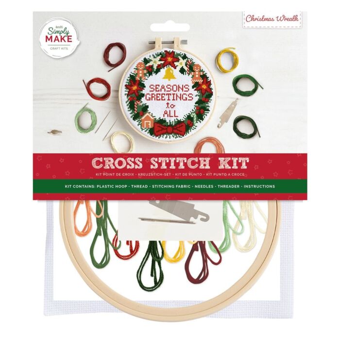  Simply Make Large Cross Stitch Kit - Christmas Wreath