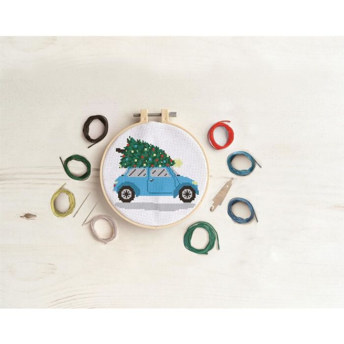  Simply Make Large Cross Stitch Kit - Tree on Car