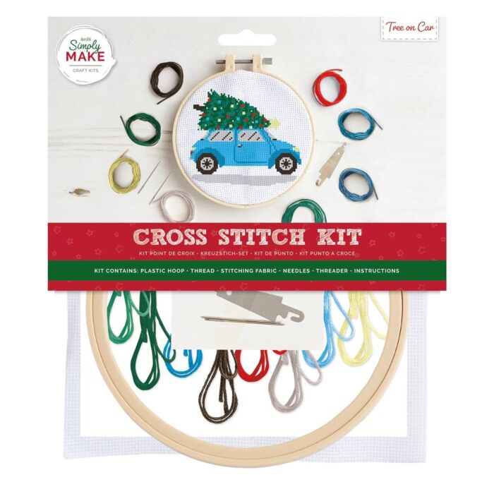  Simply Make Large Cross Stitch Kit - Tree on Car