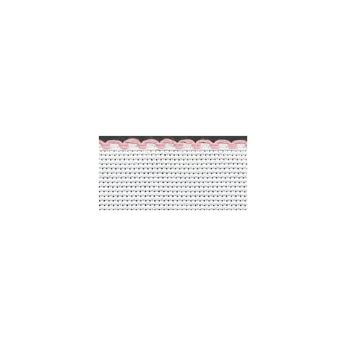 1.5in / 3cm White / Pink Edged Aida Band - 1m
