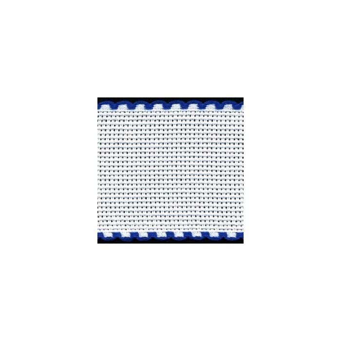 2in / 5cm White / Royal Blue Edged Aida Band - 1m