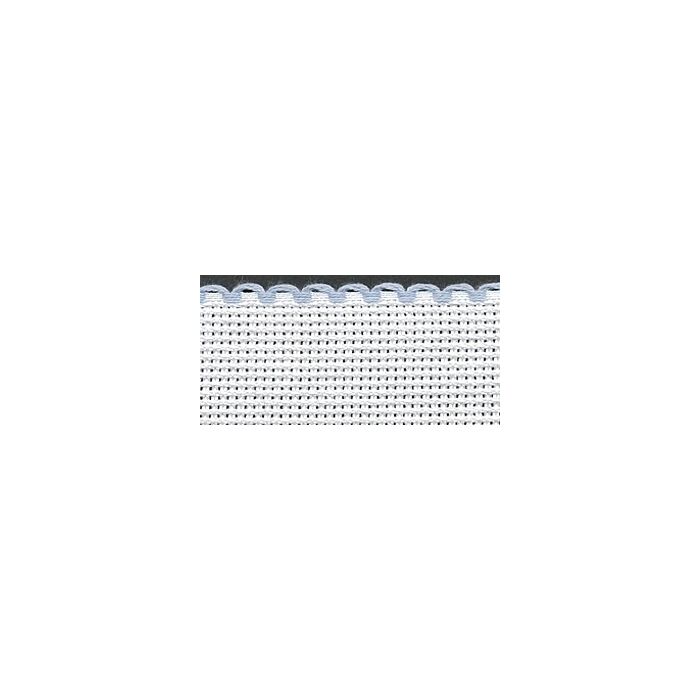 1.5in / 3cm White / Light Blue Edged Aida Band - 1m