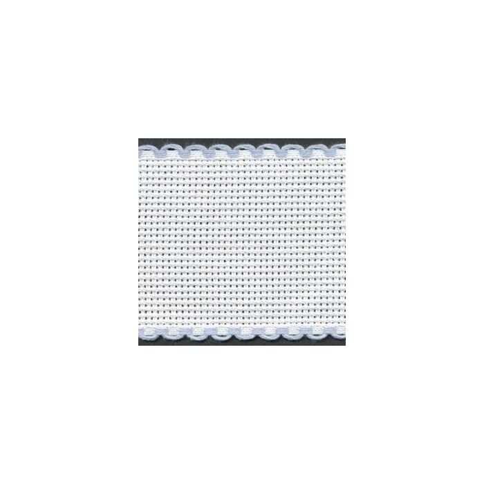 2in / 5cm White / Light Blue Edged Aida Band - 1m