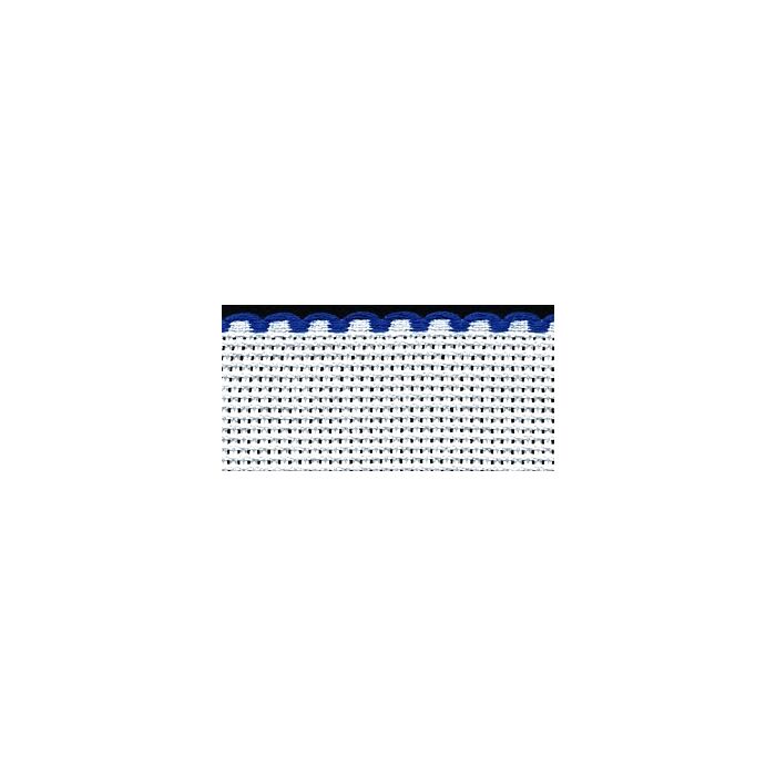3in / 8cm White / Royal Blue Edged Aida Band - 1m