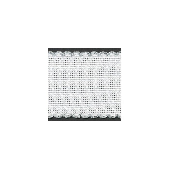 2in / 5cm White / Silver Edged Aida Band - 1m