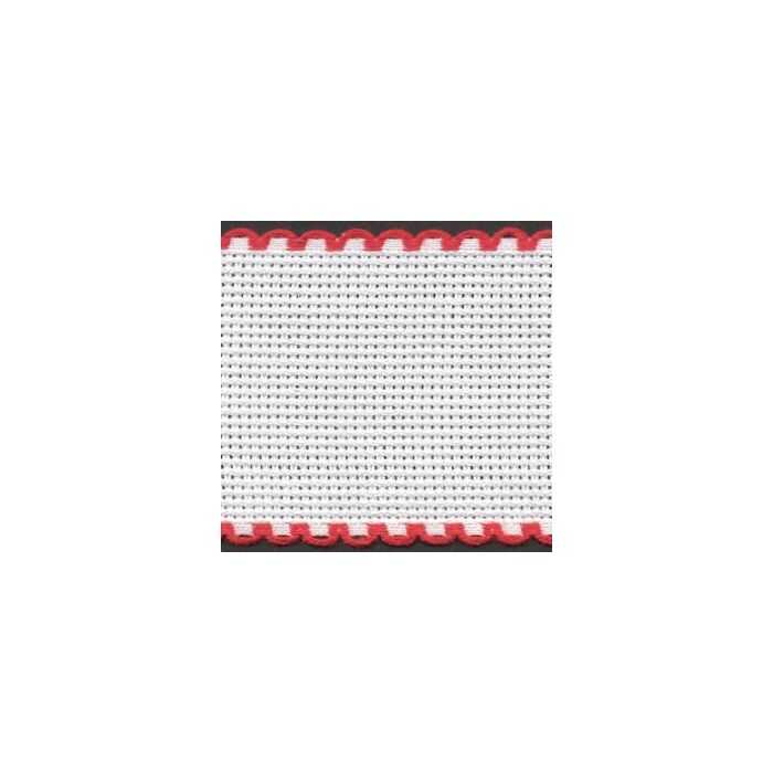 2in / 5cm White / Red Edged Aida Band - 1m