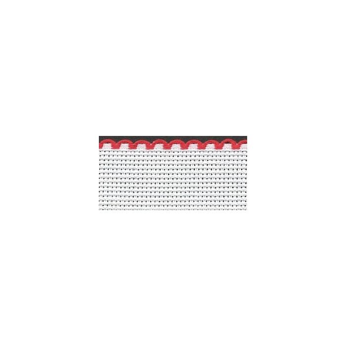 1.5in / 3cm White / Red Edged Aida Band - 1m