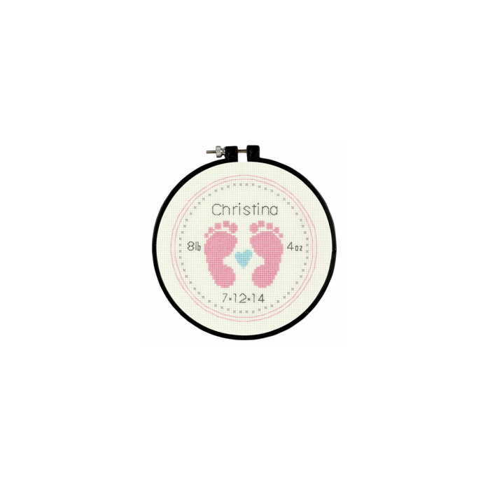Dimensions Baby Footprints Birth Record Counted Cross Stitch Kit