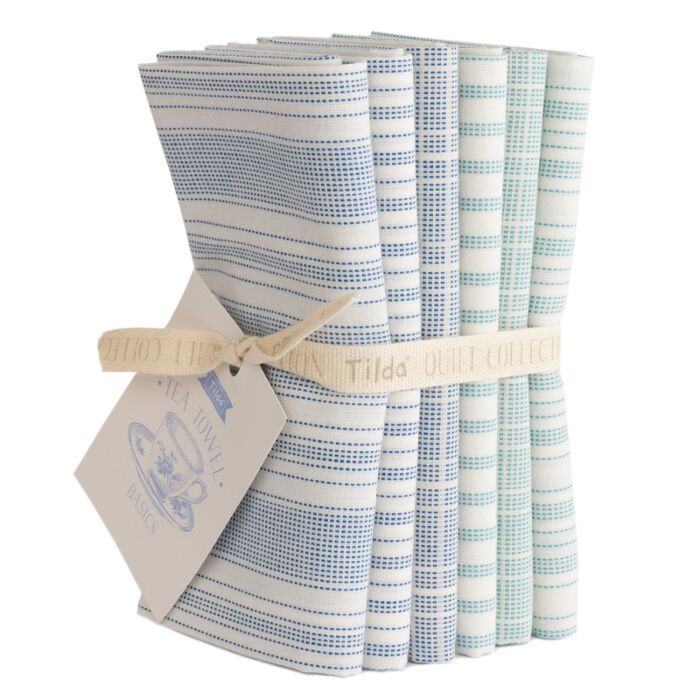 Tilda Fat Quarters: Woven Tea Towel: Blue/Teal
