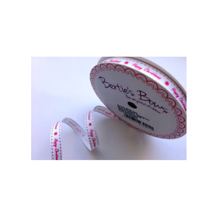 BTB124 - 9mm Happy Christmas Grosgrain Ribbon