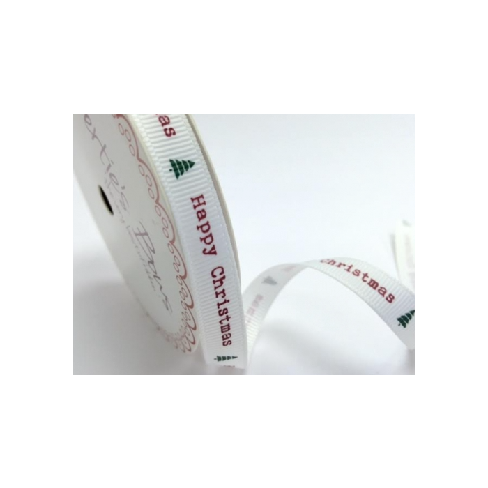 BTB202a - 9mm Happy Christmas Grosgrain Ribbon
