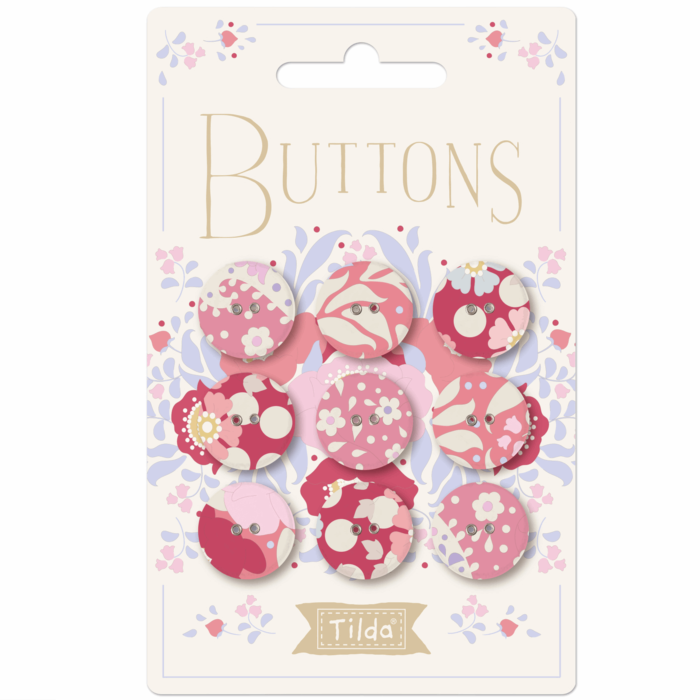 Plum Garden Fabric Covered Buttons 17mm