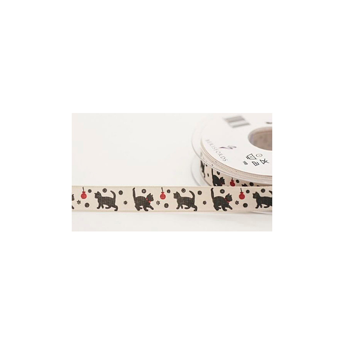 Jomil - 15mm Cat and Bauble Ribbon