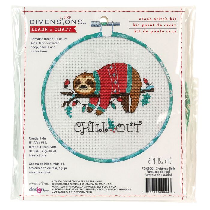 Wrapped Hoop Kits - Christmas Sloth