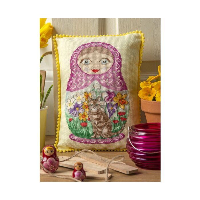 Cross Stitcher Project Pack - Hello Dolly! with backing fabric and trim - XST343