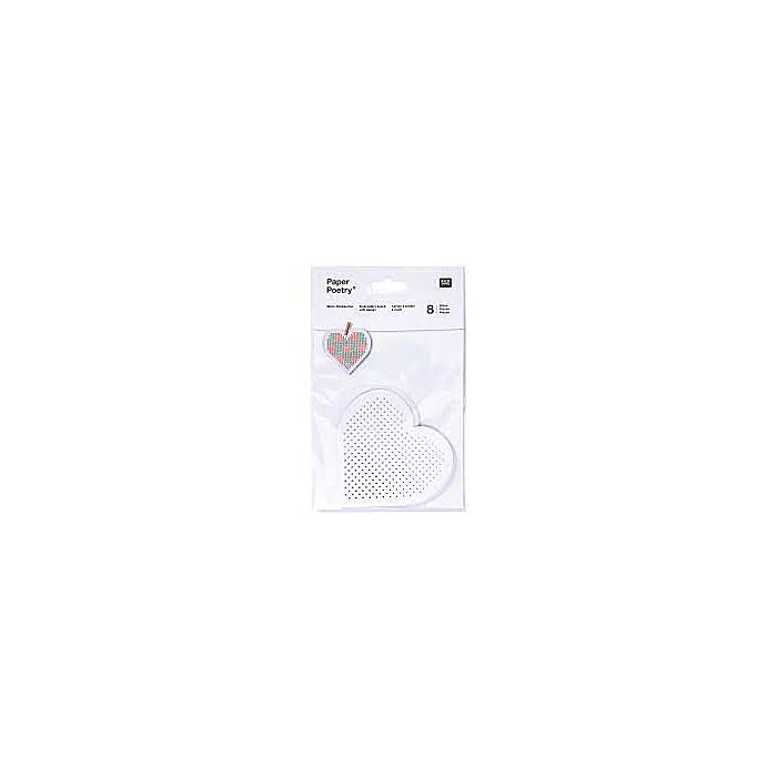 8 Rico Stitchable Heart Shapes - White
